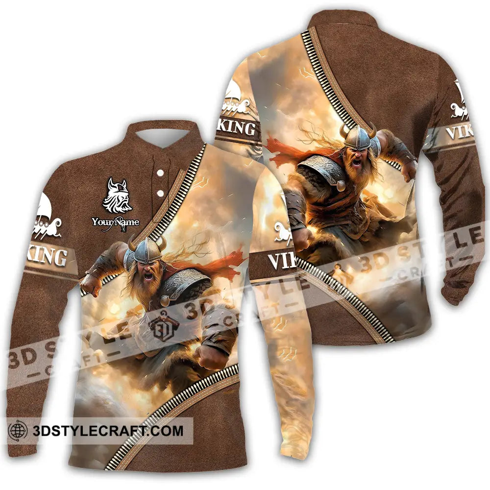 Unisex Shirt - Custom Text Viking Long Sleeve Polo / S T-Shirt