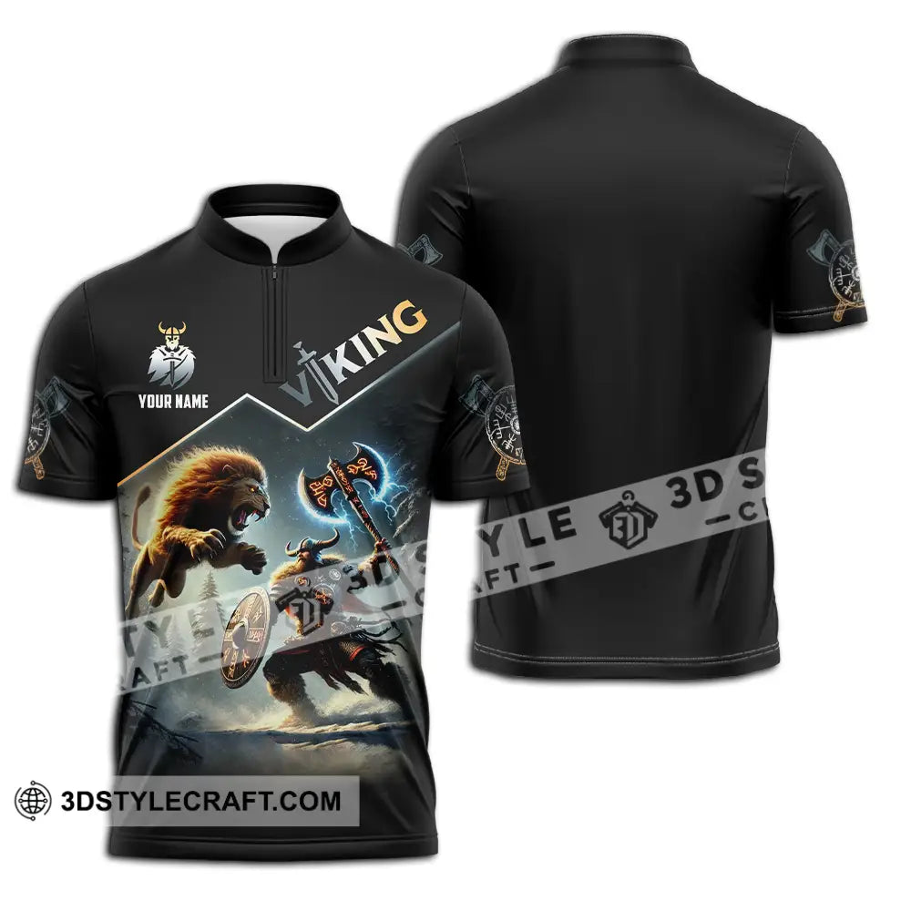 Unisex Shirt - Custom Text Viking Zipper Polo / S T-Shirt