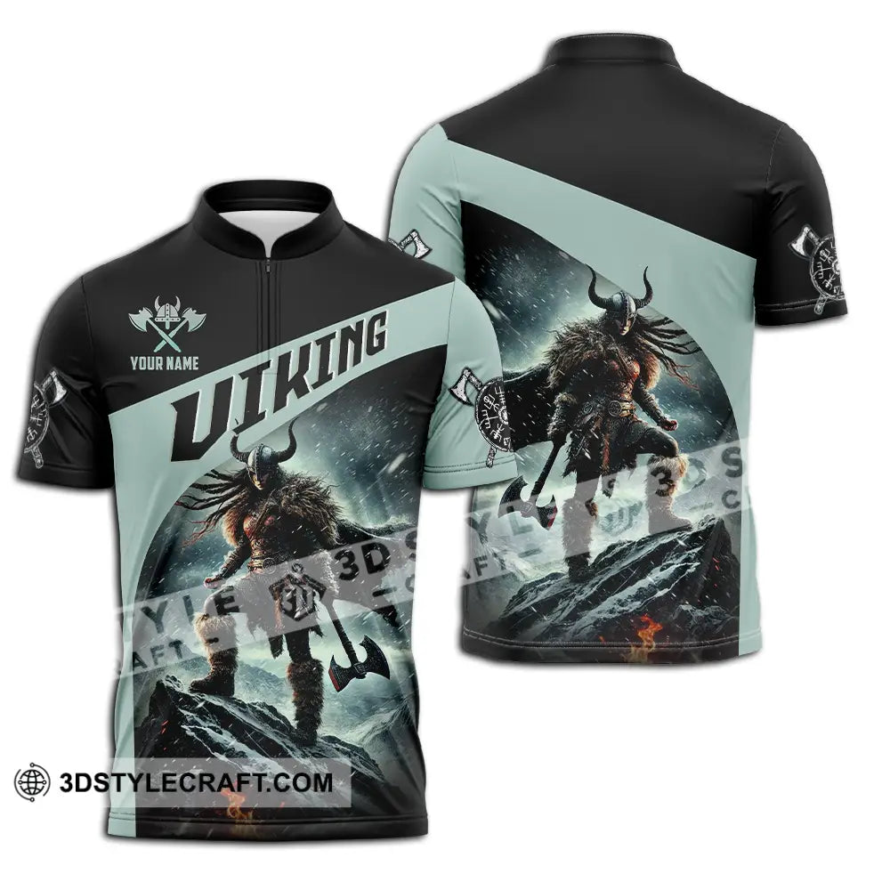 Unisex Shirt - Custom Text Viking Zipper Polo / S T-Shirt