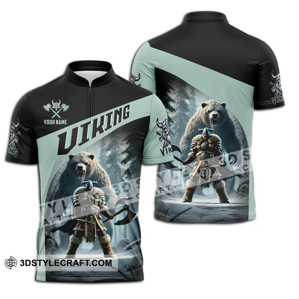 Unisex Shirt - Custom Text Viking Zipper Polo / S T-Shirt