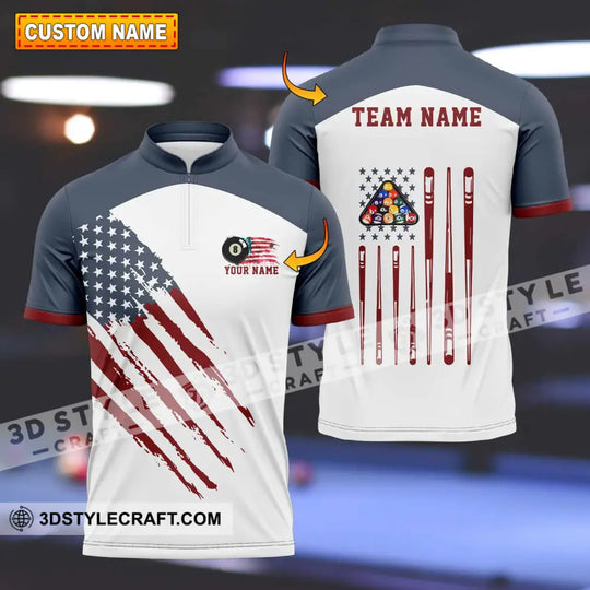 Unisex Shirt - Custom Texts Billiard Player Sport Shirt, Cue style option 1