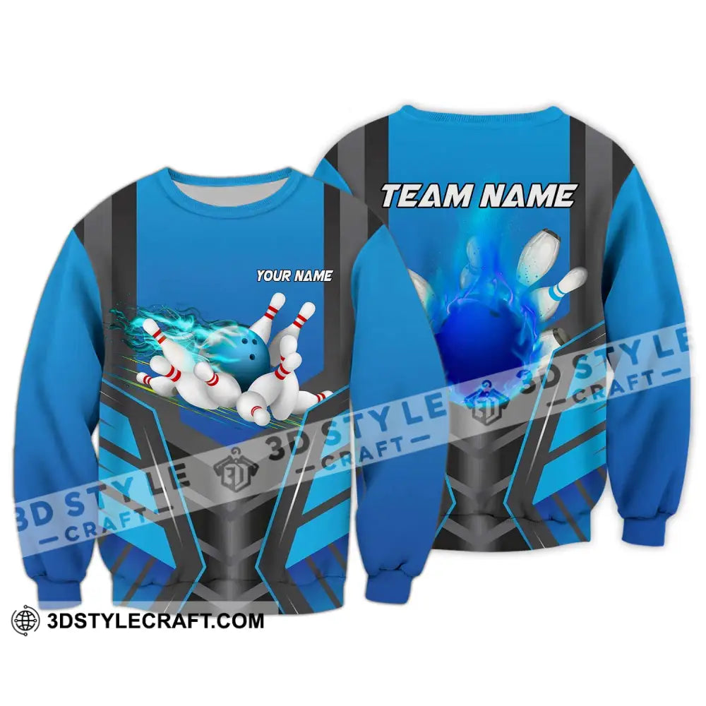 Unisex Shirt - Custom Texts Blue Fire Bowing Sport Long Sleeve / S T-Shirt