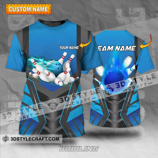 Unisex Shirt - Custom Texts Blue Fire Bowing Sport Shirt style option 1