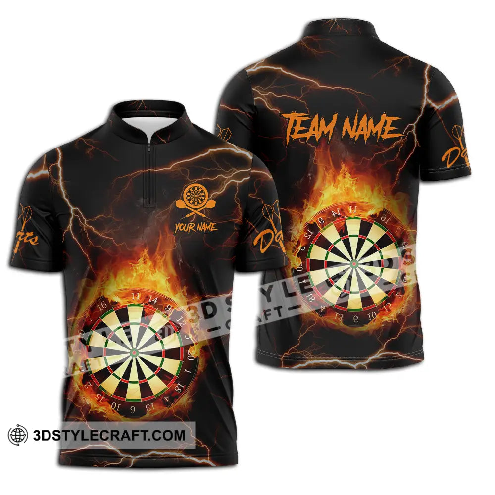 Unisex Shirt - Custom Texts Fire Darts Sport Zipper Polo / S T-Shirt