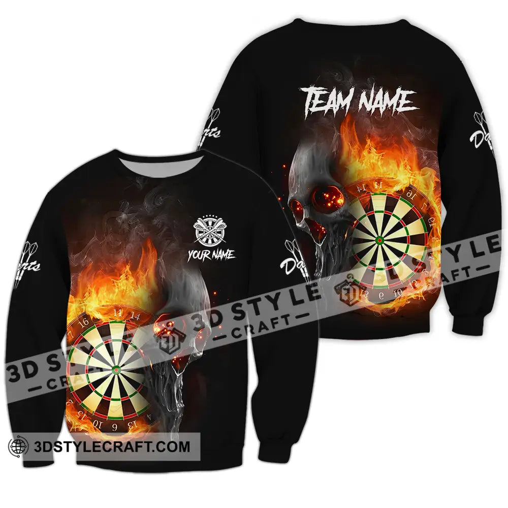 Unisex Shirt - Custom Texts Fire Lion Darts Sport For Player Long Sleeve / S T-Shirt