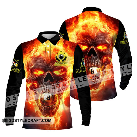 Unisex Shirt - Custom Texts Fire Skull Billiards No8 Sport Shirt style option 3