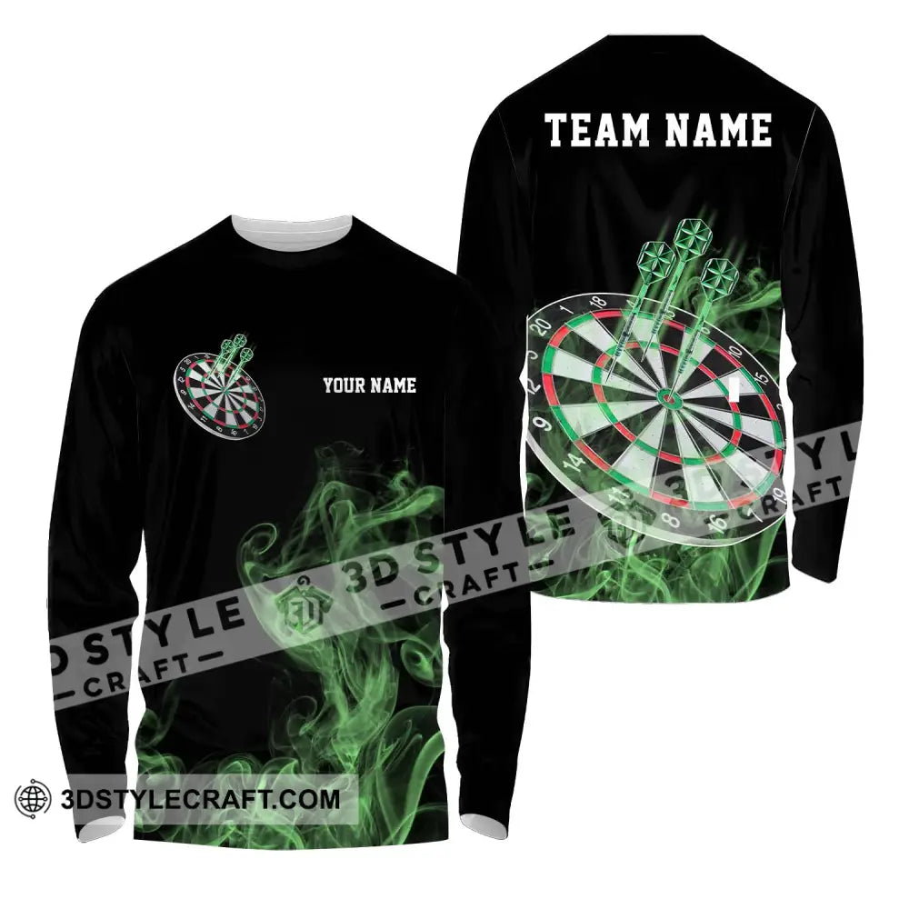 Unisex Shirt - Custom Texts Green Darts Player Sport Long Sleeve / S T-Shirt