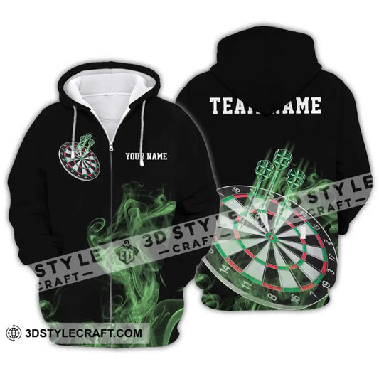 Unisex Shirt - Custom Texts Green Darts Player Sport Zipper Hoodie / S T-Shirt