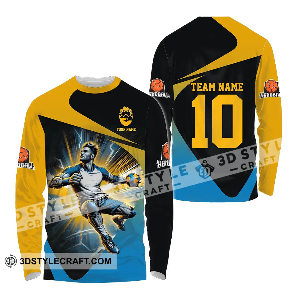 Unisex Shirt - Custom Texts Handball Player Long Sleeve / S T-Shirt