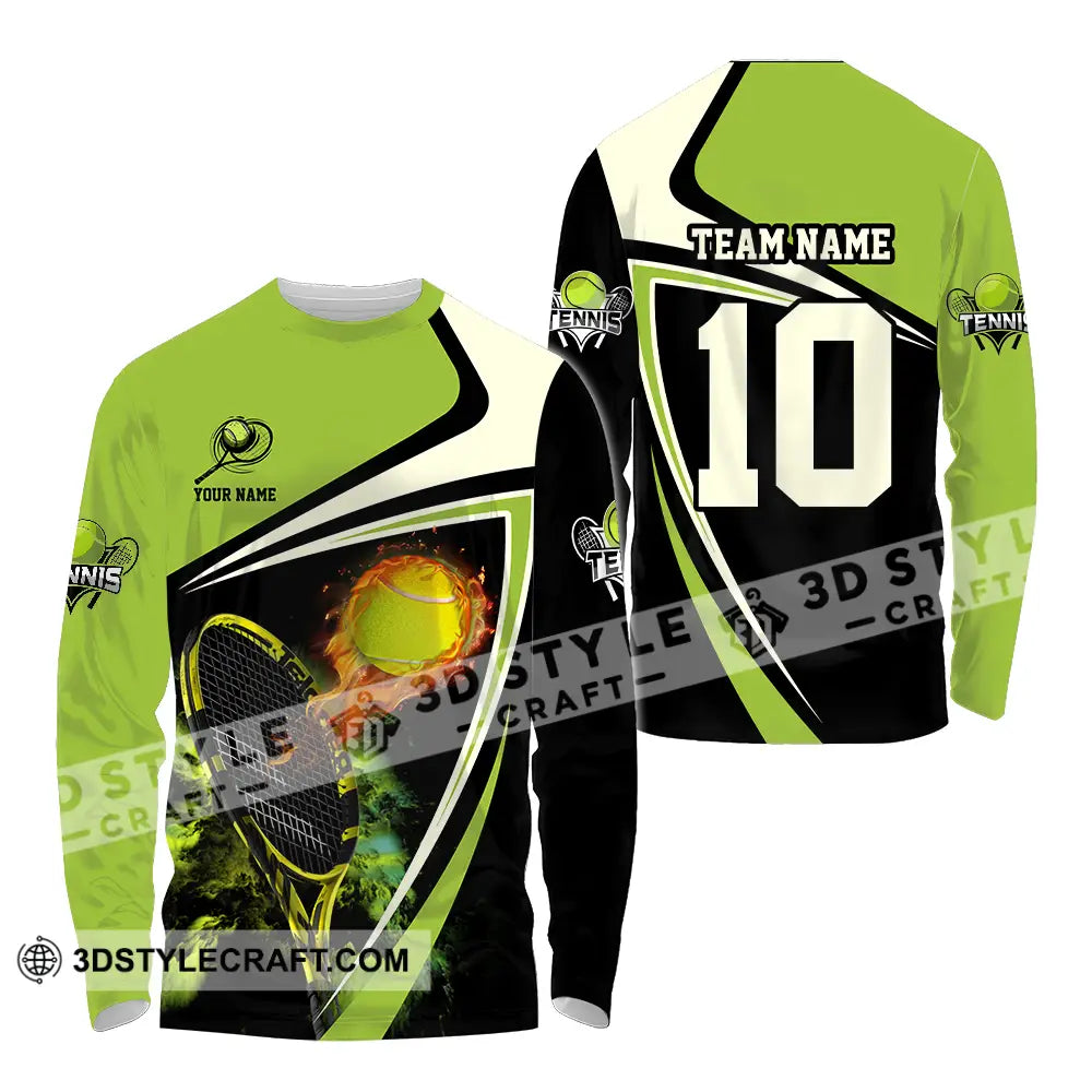 Unisex Shirt - Custom Texts Sport Fire Tennis Ball Long Sleeve / S T-Shirt