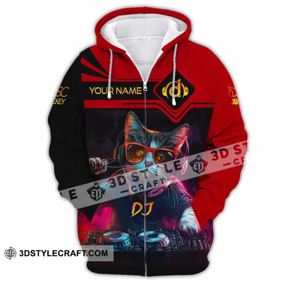 Unisex Shirt - Custom The DJ Cat Shirt Zipper Hoodie / S T-shirt