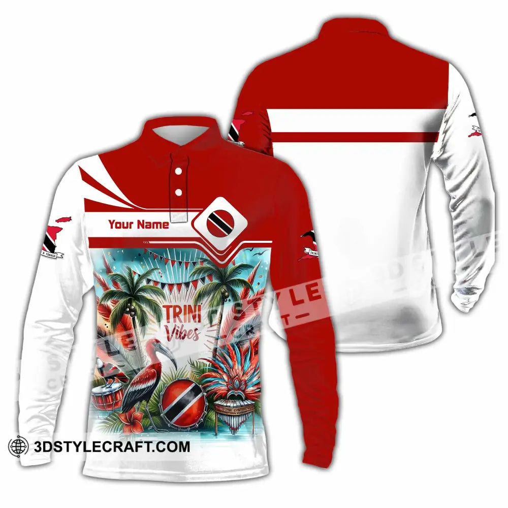 Unisex Shirt - Custom Trini Vibes Shirt - Long Sleeve Polo / S - T-shirt