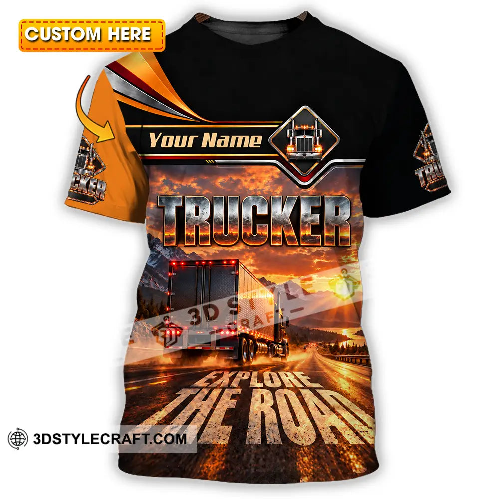 Unisex Shirt - Custom Trucker Explore The Road Shirt - T-shirt