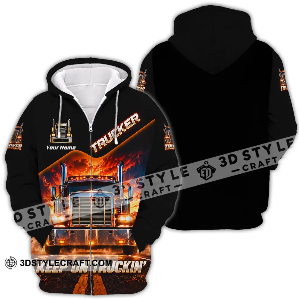 Unisex Shirt - Custom Trucker Keep On Trackin’ Shirt - Zipper Hoodie / S - T-shirt