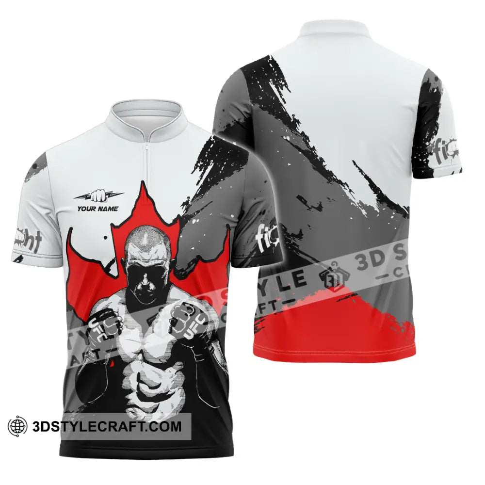 Unisex Shirt - Custom Try Your Hard Fight Man Sport Shirt Zipper Polo Shirt / S T-shirt