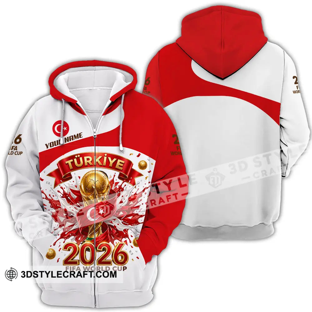 Unisex Shirt - Custom Türkiye World Cup 2026 3D Shirt - Zipper Hoodie / S - T-shirt