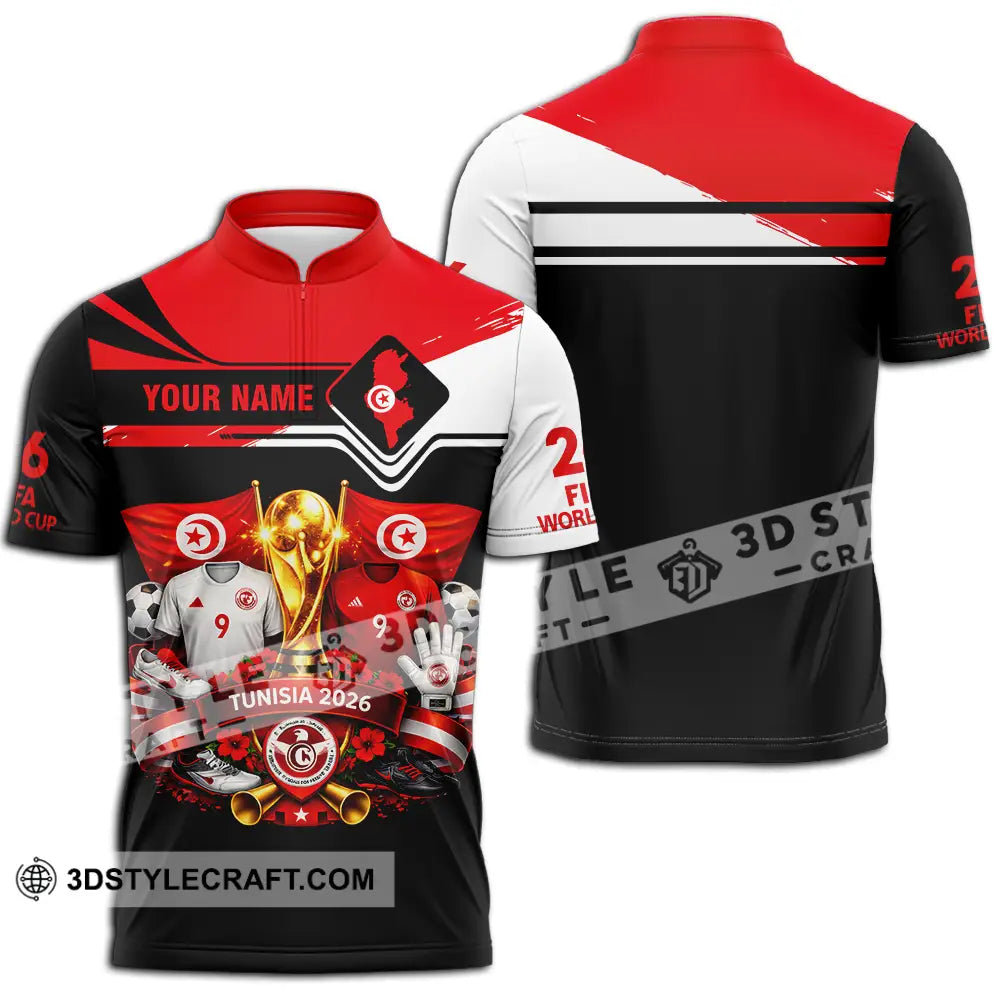 Unisex Shirt - Custom Tunisia World Cup 2026 3D Shirt - Zipper Polo Shirt / S - T-shirt