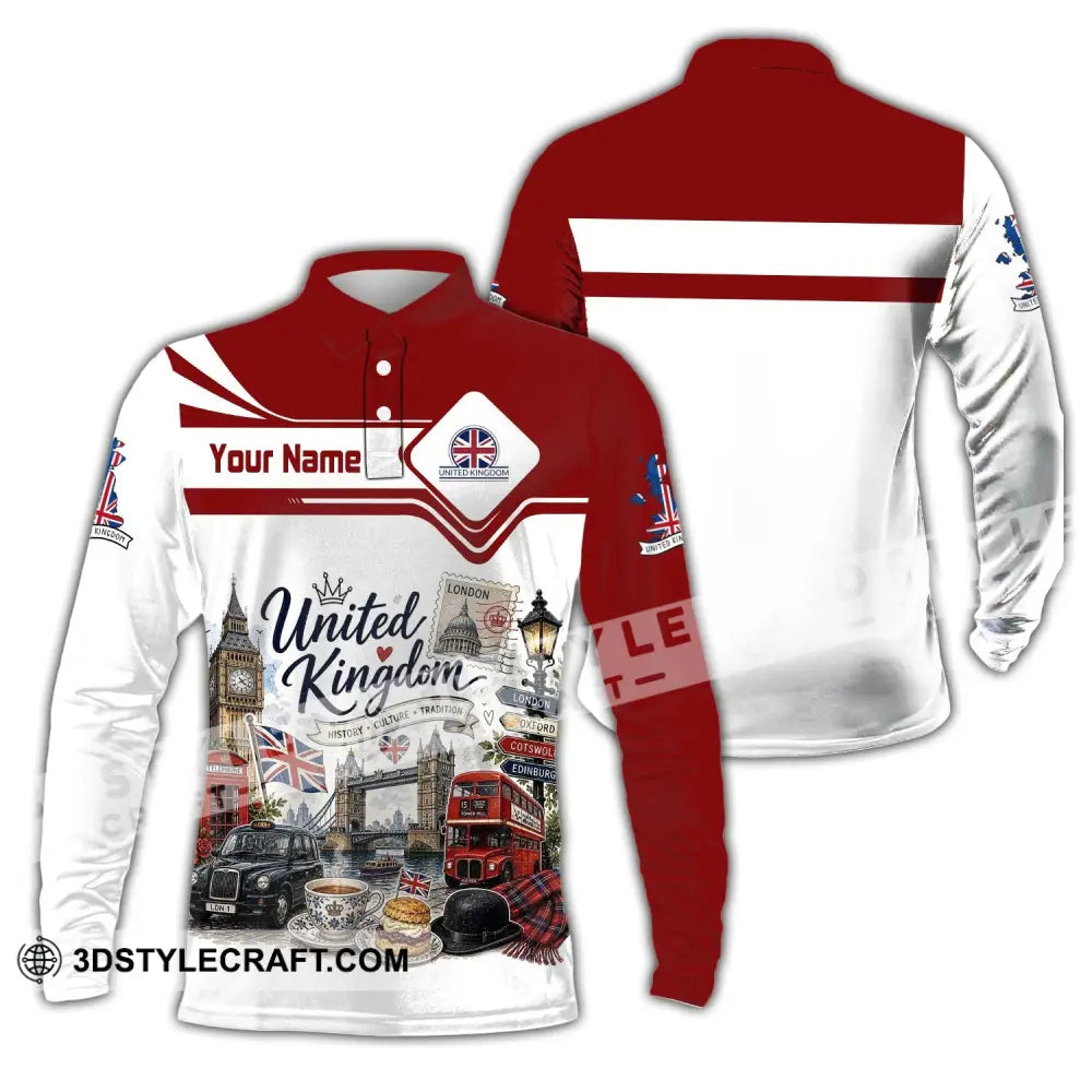 Unisex Shirt - Custom United Kingdom Shirt - Long Sleeve Polo / S - T-shirt