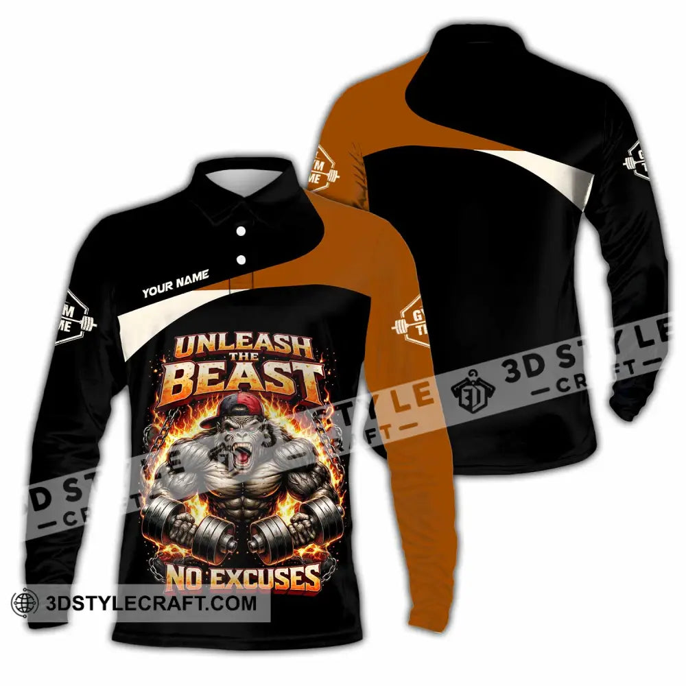 Unisex Shirt - Custom Unleash The Beast Shirt - Long Sleeve Polo / S - T-shirt