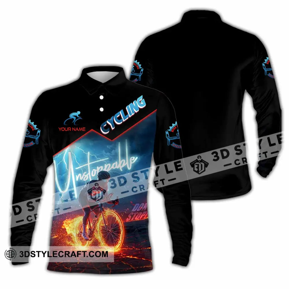 Unisex Shirt - Custom Unstoppable Cycling 3D Shirt Long Sleeve Polo / S T-shirt