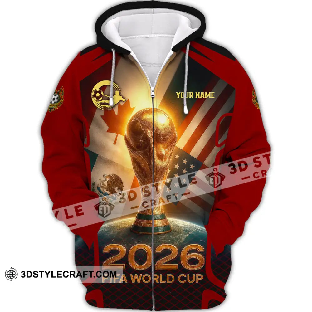 Unisex Shirt - Custom USA Canada World Cup 2026 3D Shirt Zipper Hoodie / S T-shirt