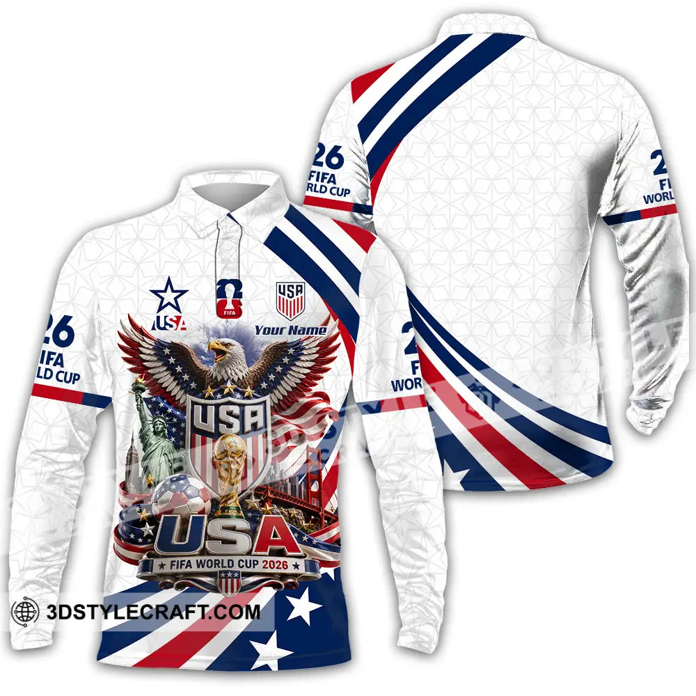 Unisex Shirt - Custom USA World Cup 2026 Shirt - Long Sleeve Polo / S - T-shirt