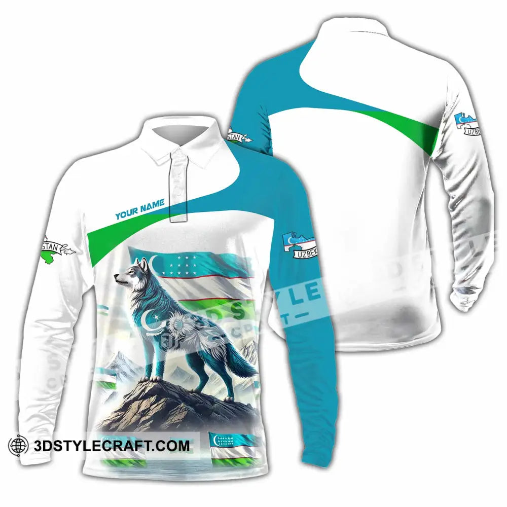 Unisex Shirt - Custom Uzbekistan Shirt - Long Sleeve Polo / S - T-shirt