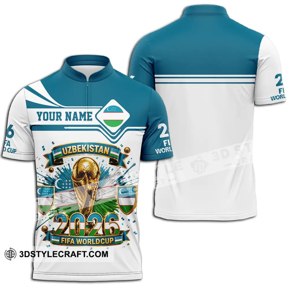 Unisex Shirt - Custom Uzbekistan World Cup 2026 Shirt - Zipper Polo Shirt / S - T-shirt