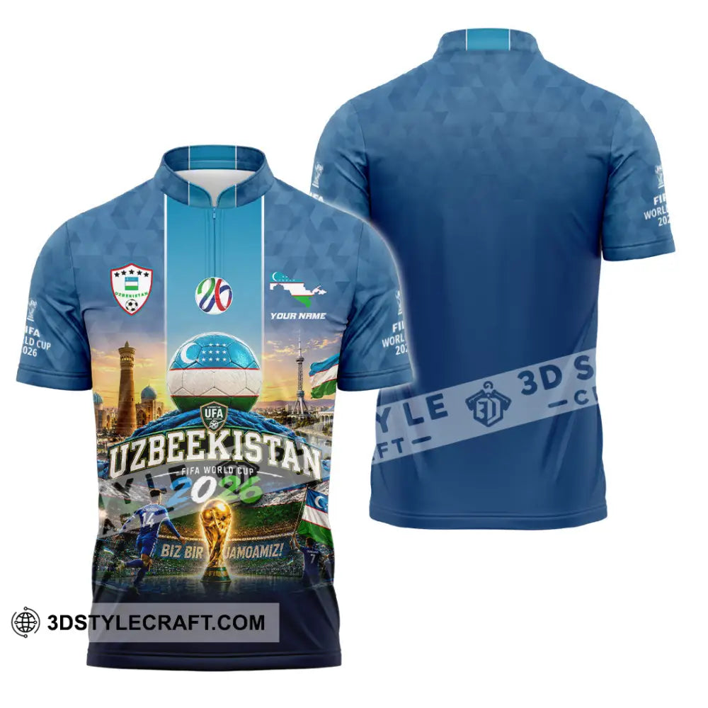 Unisex Shirt - Custom Uzbekistan World Cup 2026 Shirt - Zipper Polo Shirt / S - T-shirt