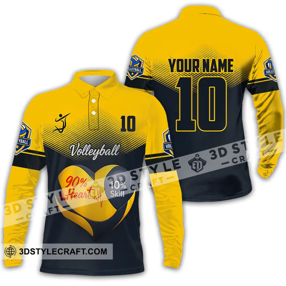 Unisex Shirt - Custom Volleyball 90% Heart 10% Skill Shirt Long Sleeve Polo / S T-shirt