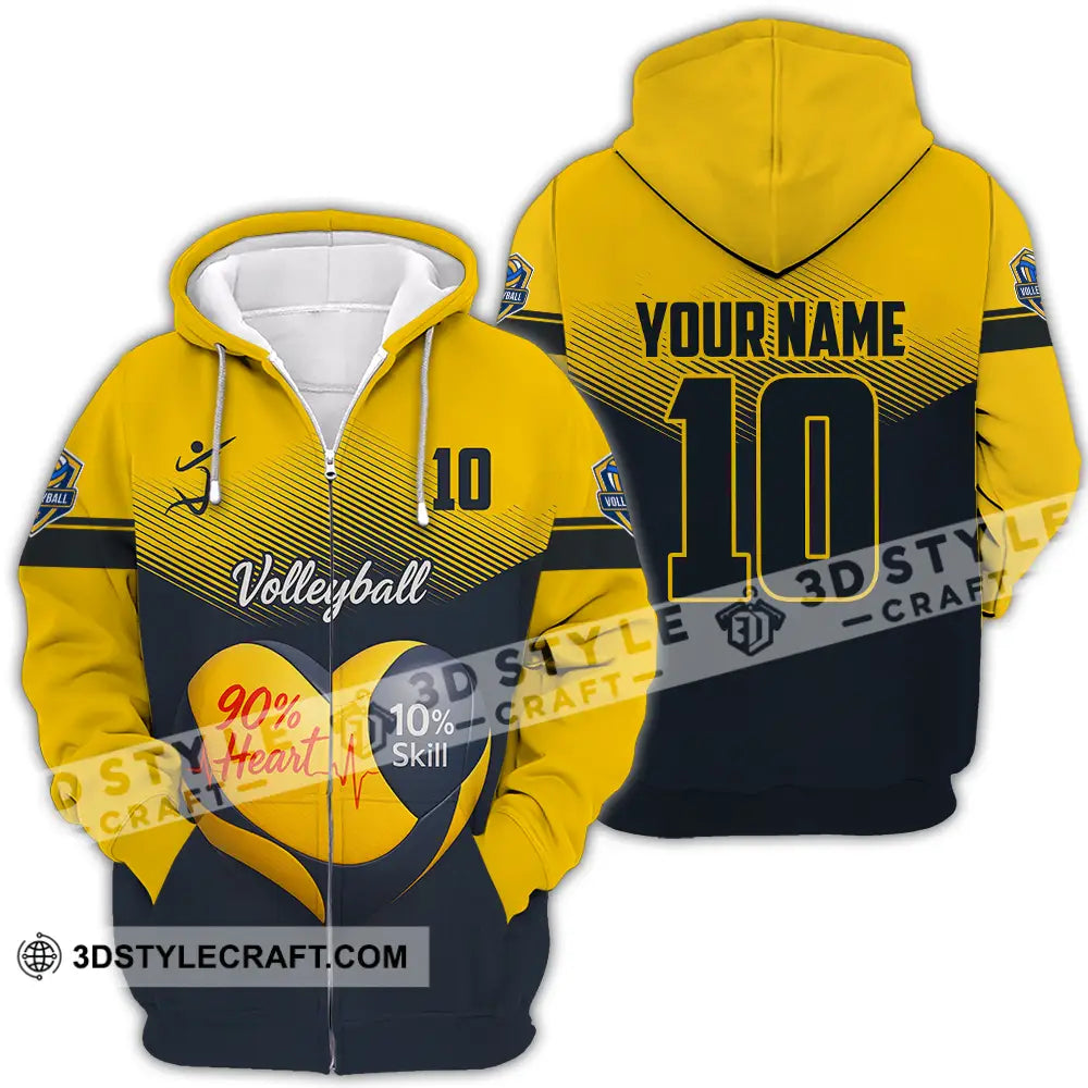 Unisex Shirt - Custom Volleyball 90% Heart 10% Skill Shirt Zipper Hoodie / S T-shirt