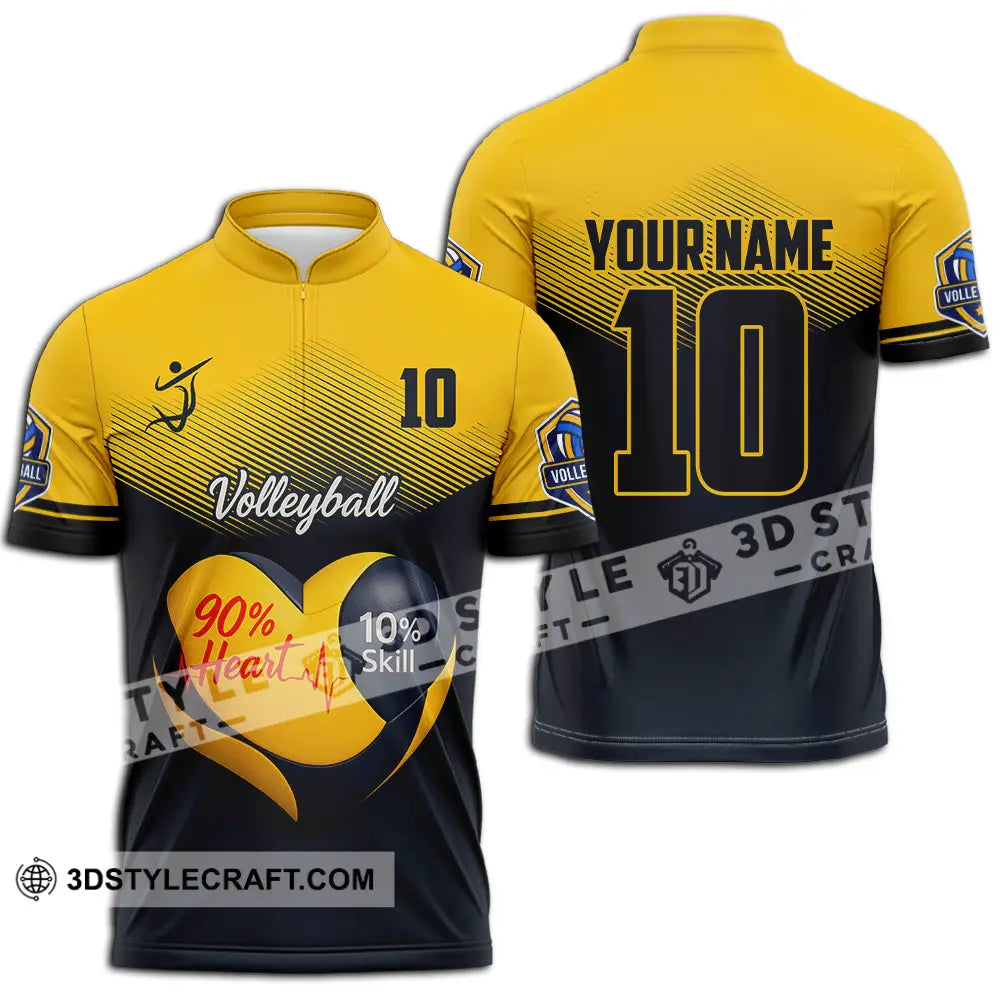 Unisex Shirt - Custom Volleyball 90% Heart 10% Skill Shirt Zipper Polo Shirt / S T-shirt