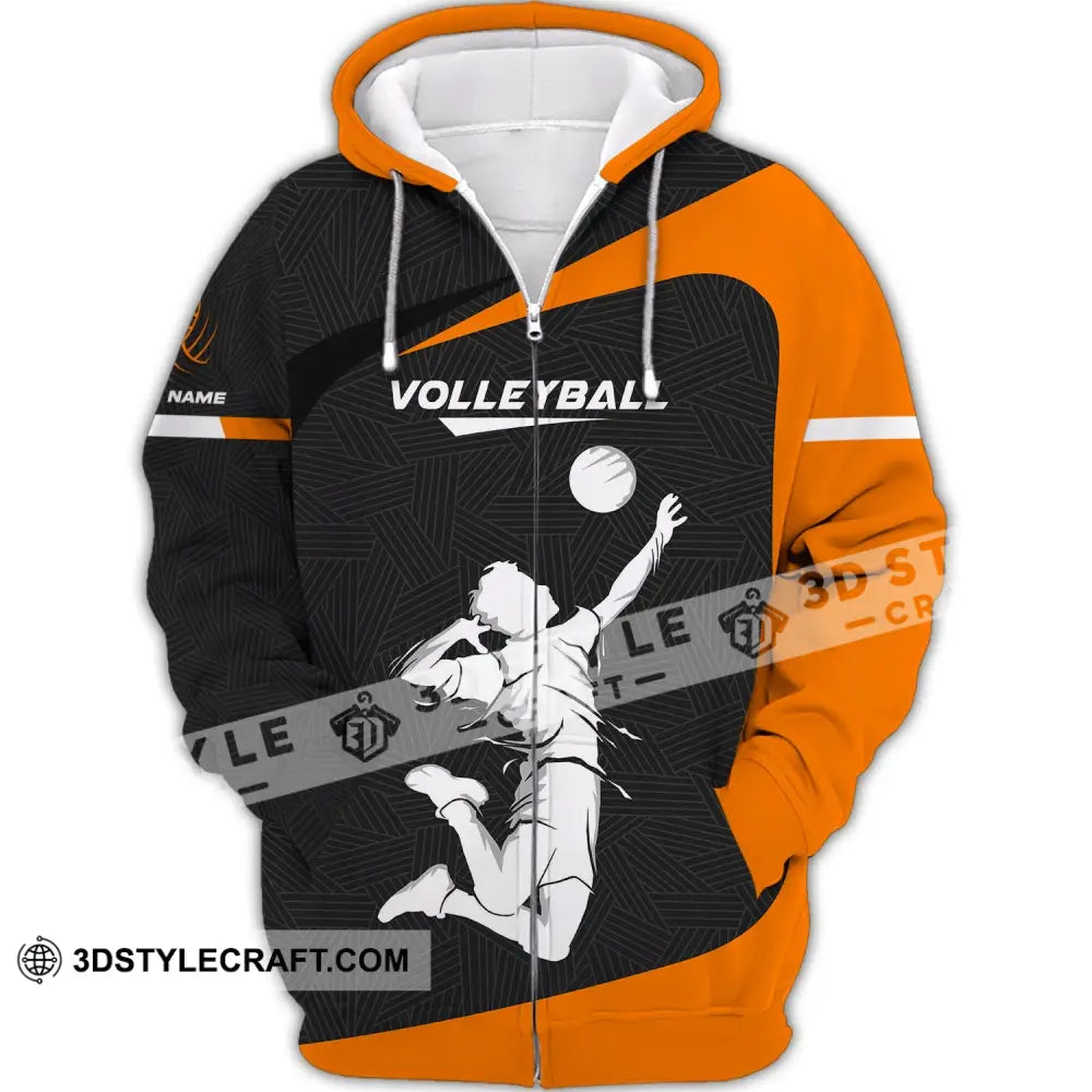 Unisex Shirt Custom Volleyball Zipper Hoodie T-Shirt For Team Gift Players / S