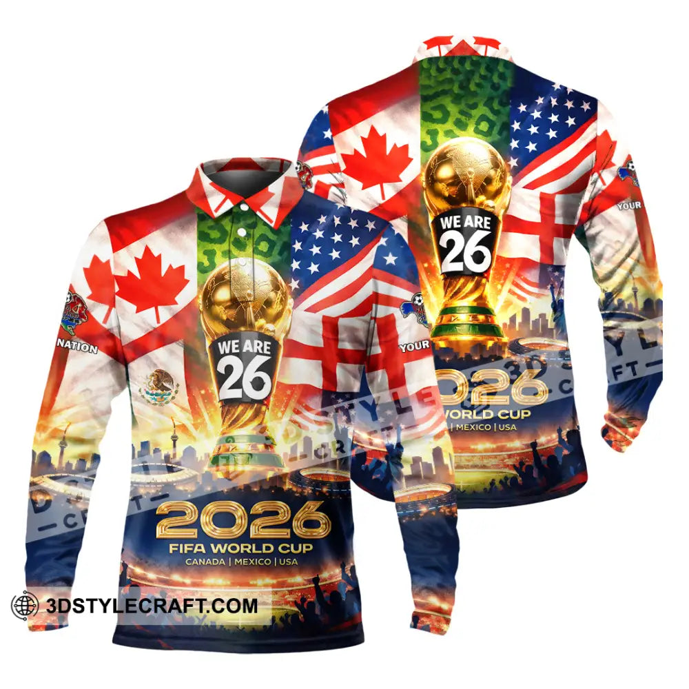 Unisex Shirt - Custom World Cup 2026 3D Shirt Long Sleeve Polo / S T-shirt
