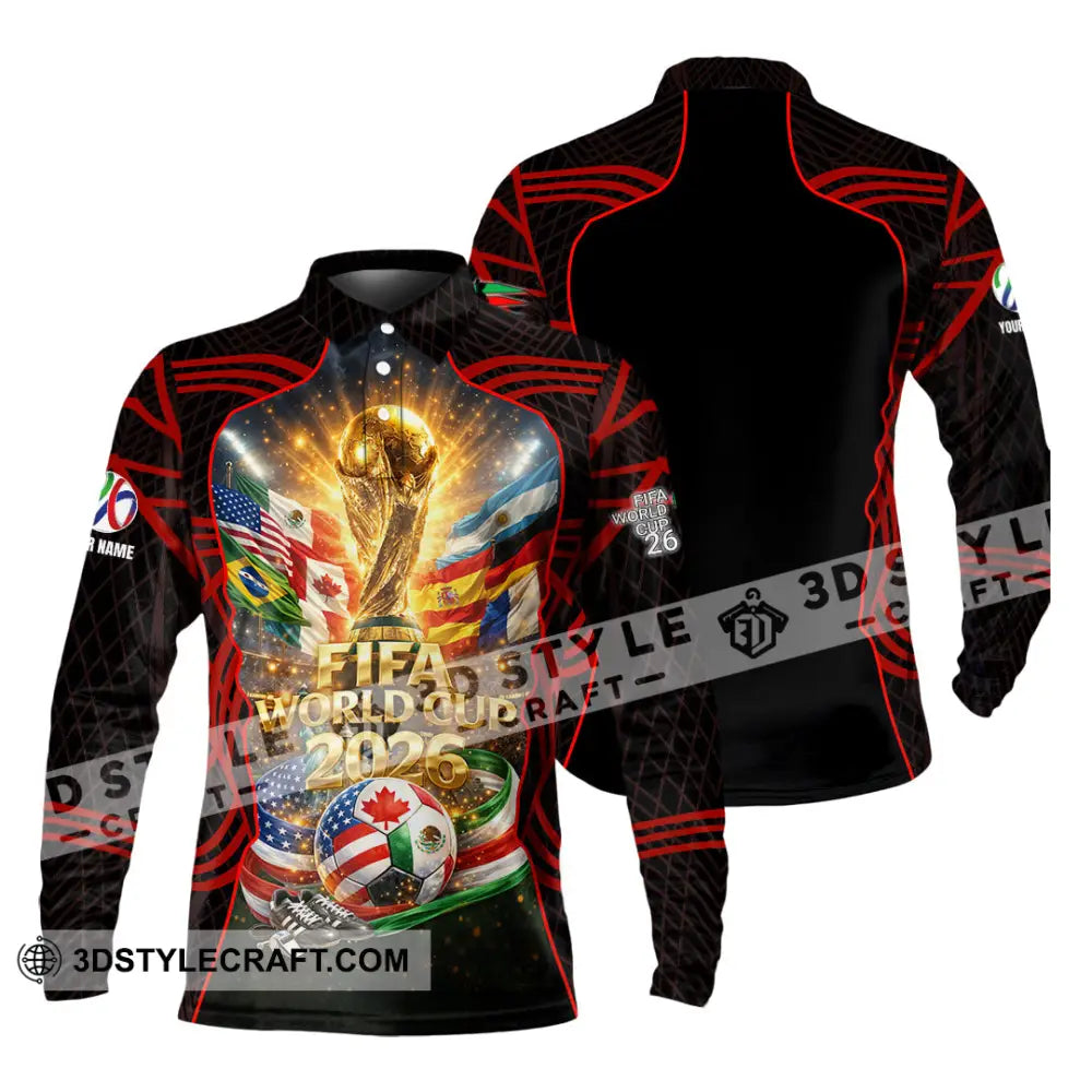 Unisex Shirt - Custom World Cup 2026 3D Shirt Long Sleeve Polo / S T-shirt