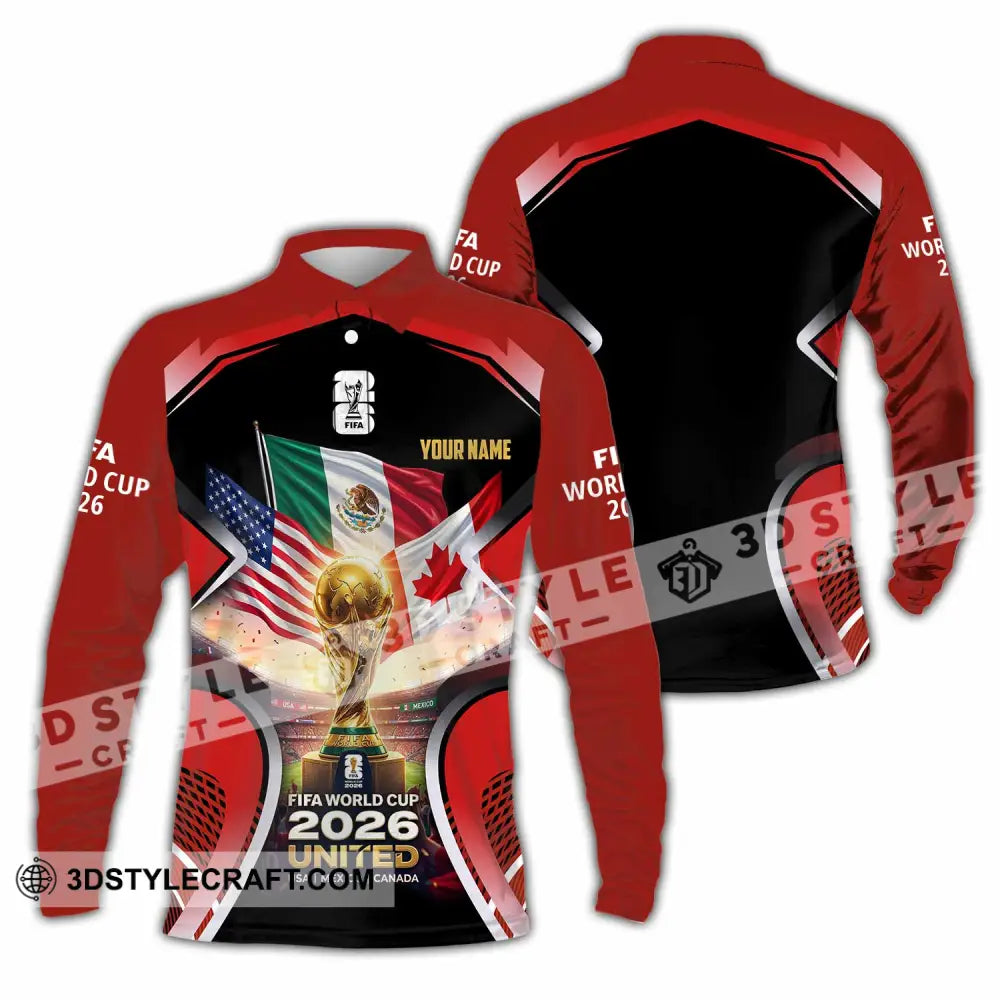 Unisex Shirt - Custom World Cup 2026 3D Shirt Long Sleeve Polo / S T-shirt