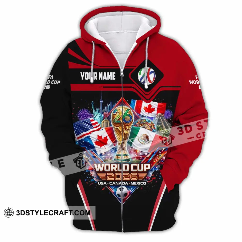 Unisex Shirt - Custom World Cup 2026 3D Shirt Zipper Hoodie / S T-shirt