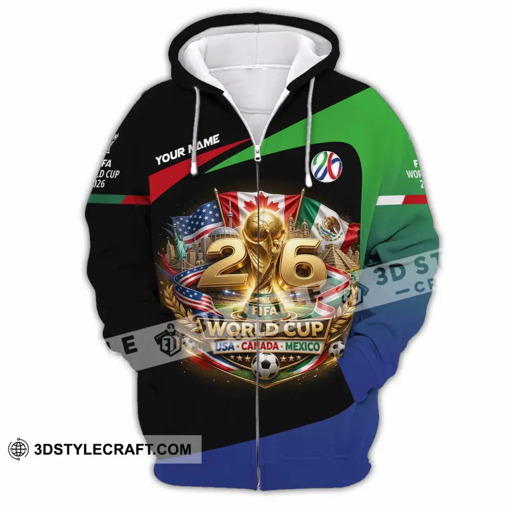 Unisex Shirt - Custom World Cup 2026 3D Shirt Zipper Hoodie / S T-shirt
