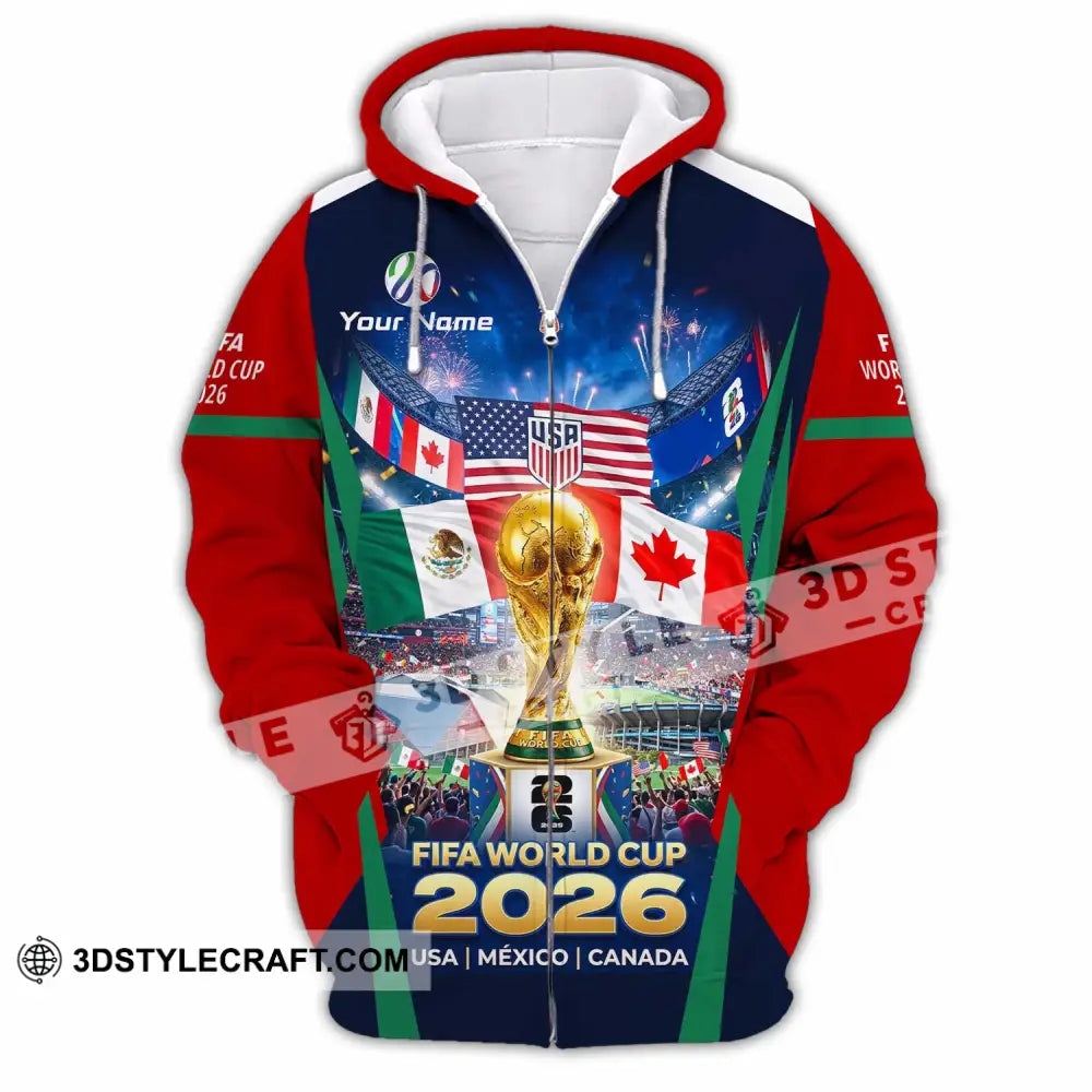 Unisex Shirt - Custom World Cup 2026 3D Shirt Zipper Hoodie / S T-shirt