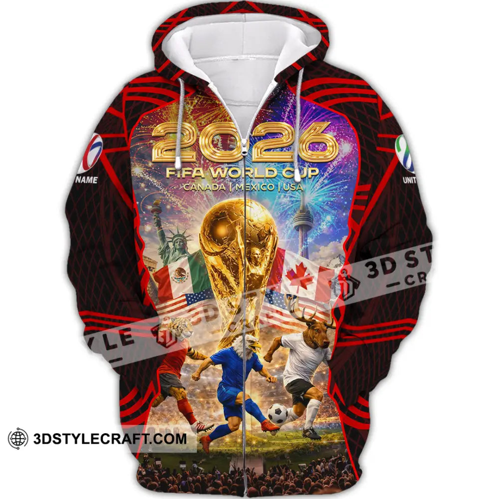 Unisex Shirt - Custom World Cup 2026 3D Shirt Zipper Hoodie / S T-shirt