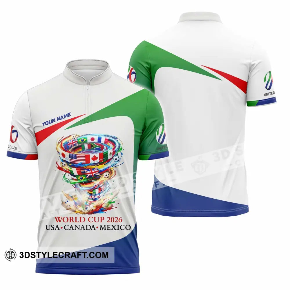 Unisex Shirt - Custom World Cup 2026 3D Shirt Zipper Polo Shirt / S T-shirt