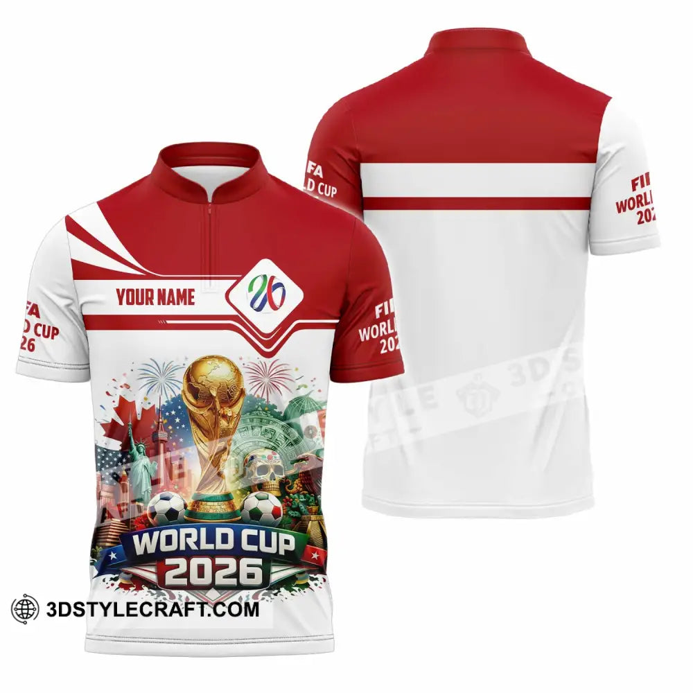 Unisex Shirt - Custom World Cup 2026 3D Shirt Zipper Polo Shirt / S T-shirt