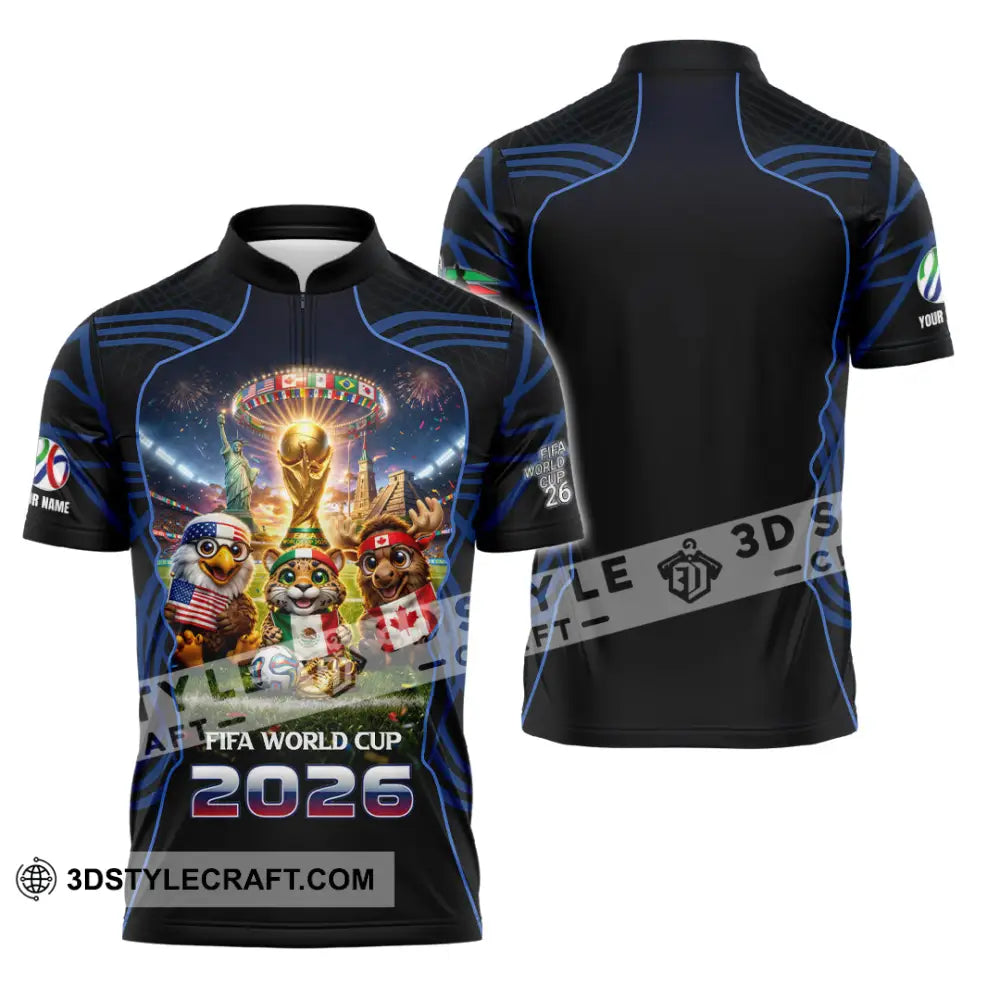 Unisex Shirt - Custom World Cup 2026 3D Shirt Zipper Polo Shirt / S T-shirt
