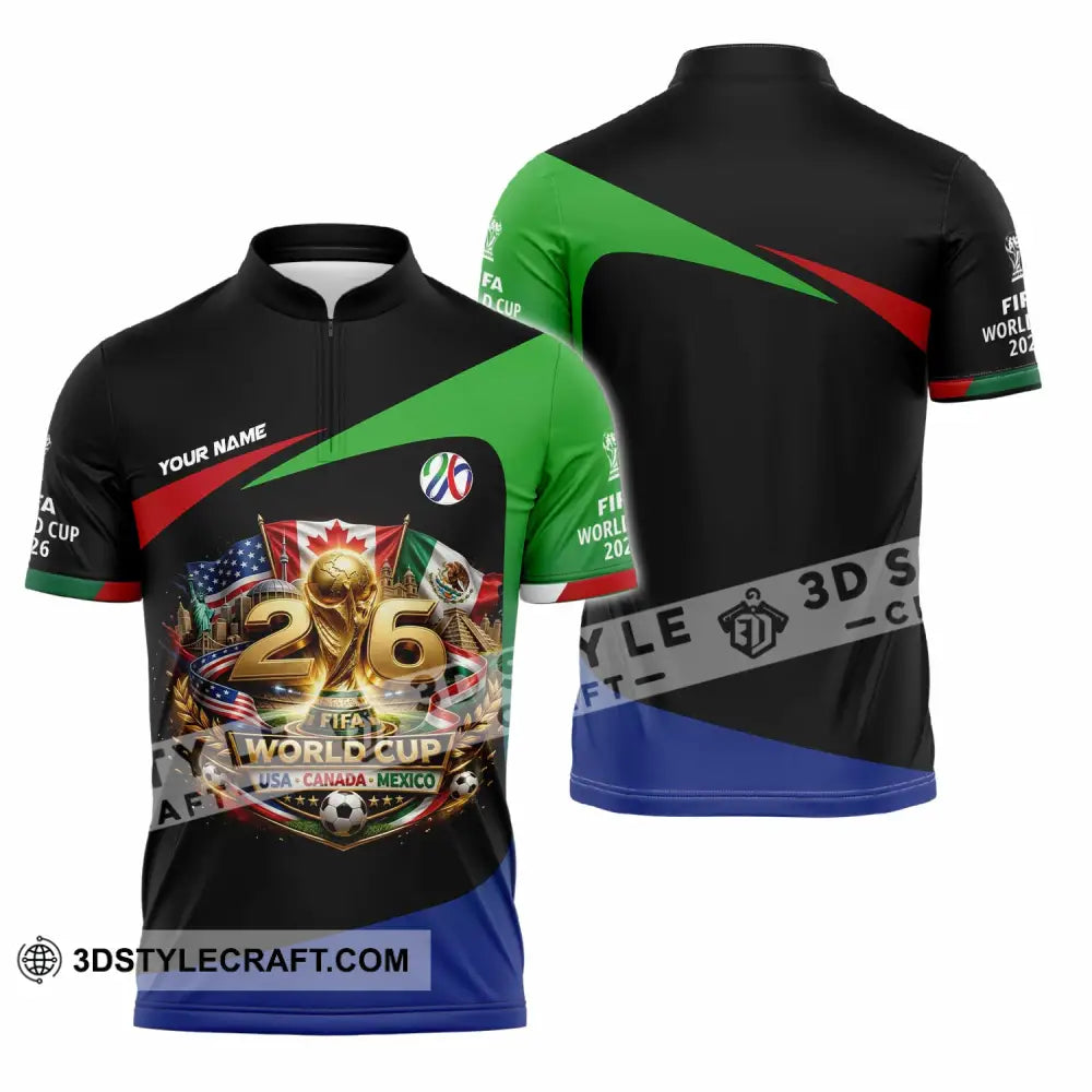 Unisex Shirt - Custom World Cup 2026 3D Shirt Zipper Polo Shirt / S T-shirt