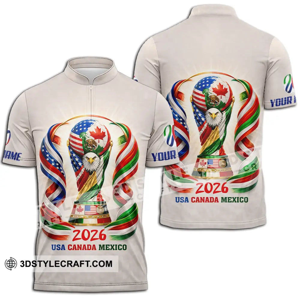 Unisex Shirt - Custom World Cup 2026 3D Shirt Zipper Polo Shirt / S T-shirt
