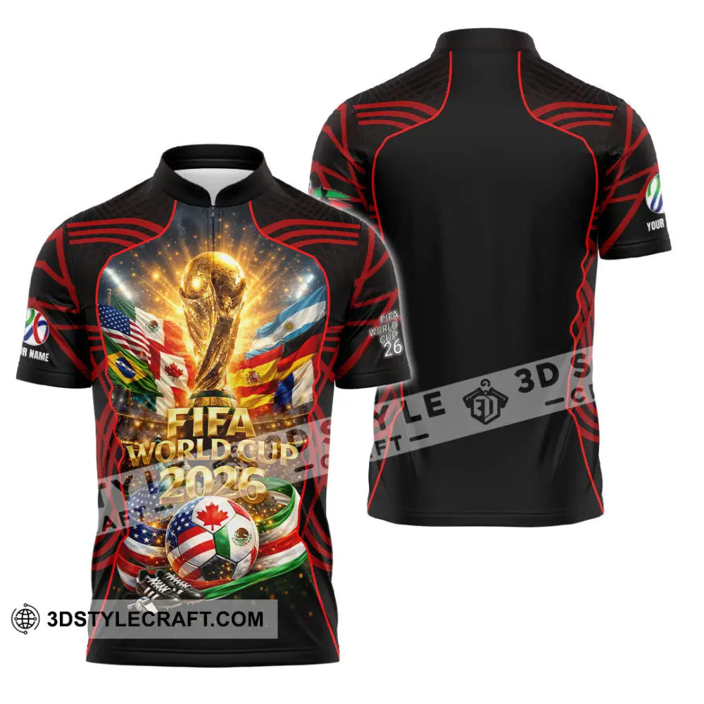 Unisex Shirt - Custom World Cup 2026 3D Shirt Zipper Polo Shirt / S T-shirt