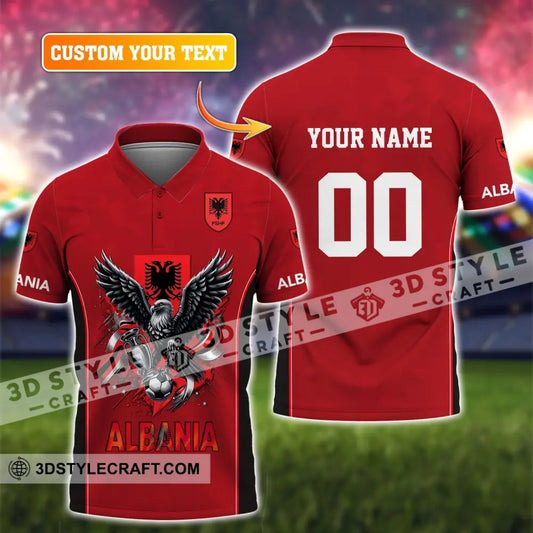 Unisex Shirt Euro 2024 Custom Name And Number Albania Football Polo Long Sleeve T-Shirt