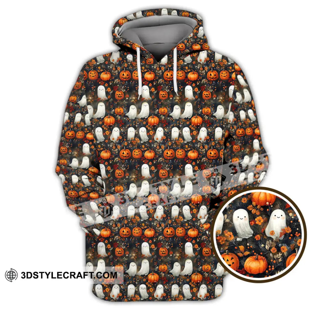 Unisex Shirt Halloween Design Ghost Pumpkin Shirt Hoodie / S T shirt
