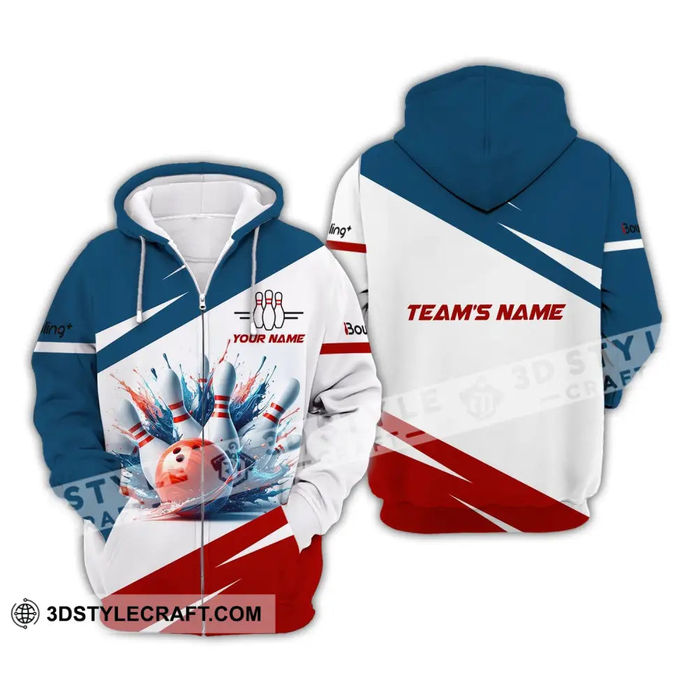 Unisex T-Shirt Custom Name And Team Bowling Club Shirt For Lovers Zipper Hoodie / S