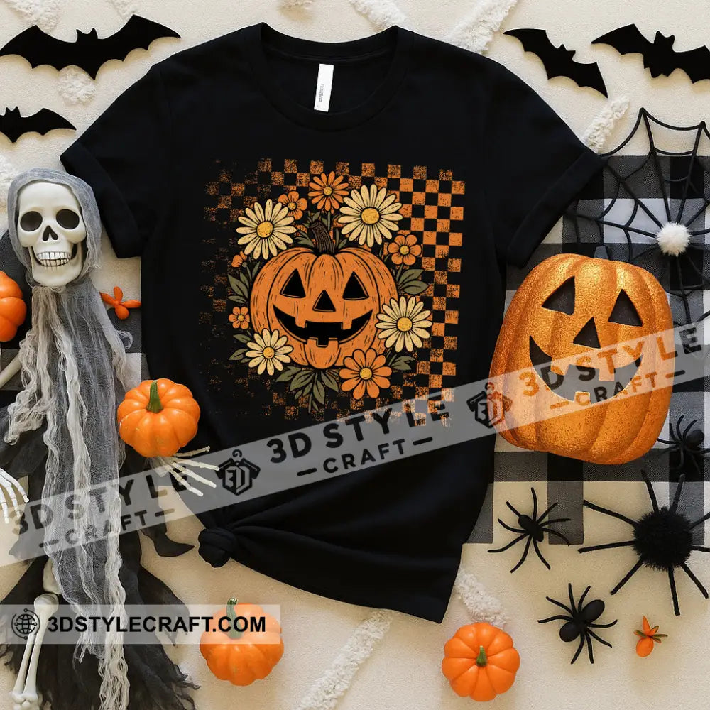 Unisex T-Shirt - Retro Halloween Ghost Pumpkin T-Shirt Halloween Collectible Gift Black / S Apparel